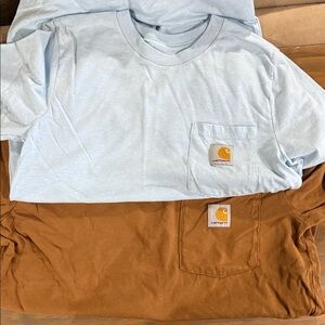 Kids: Carhartt Pocket Tee Set - Light Blue (m) & Brown (l)